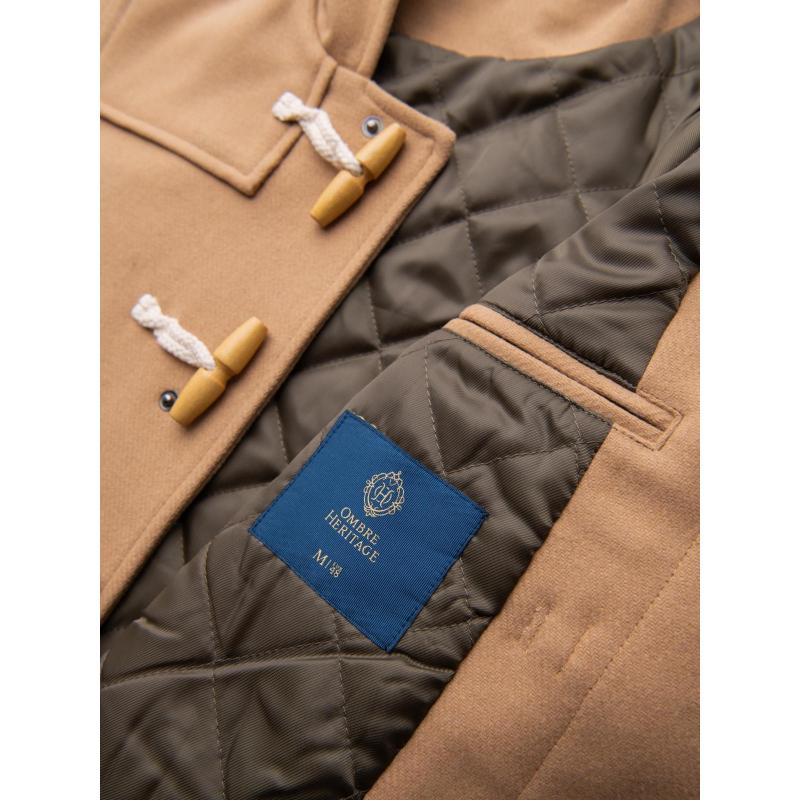 Férfi gyapjú kabát kapucnival – világosbarna V1 OM-COWC-0131