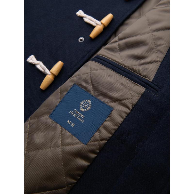 Férfi gyapjú kabát kapucnival – sötétkék V2 OM-COWC-0131