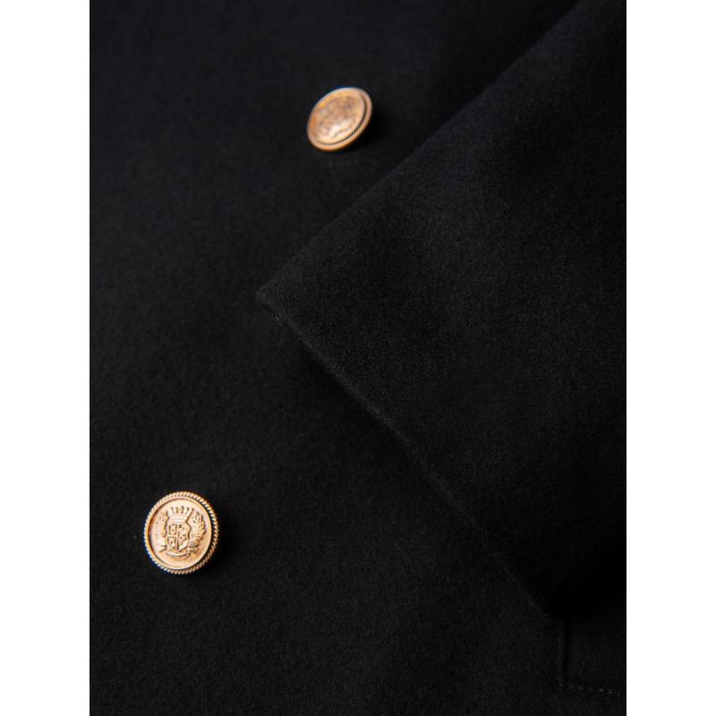 Elegáns katonai kabát férfiaknak gyapjúval – fekete V1 OM-COWC-0145