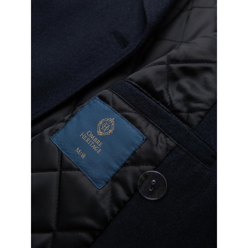Férfi sötétkék kétsoros gyapjú kabát – sötétkék V1 OM-COWC-0134