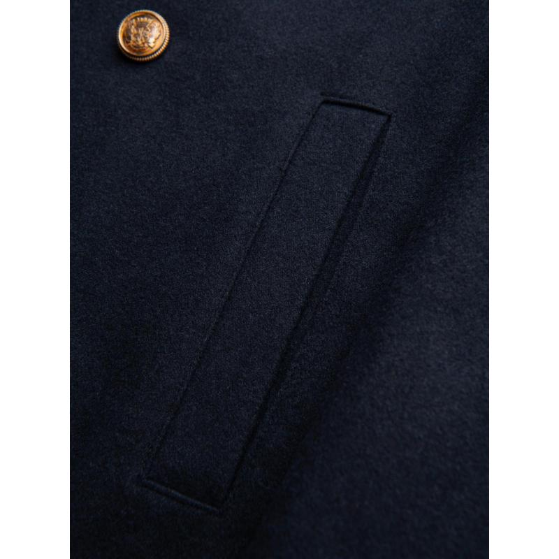 Férfi sötétkék kétsoros gyapjú kabát – sötétkék V1 OM-COWC-0134
