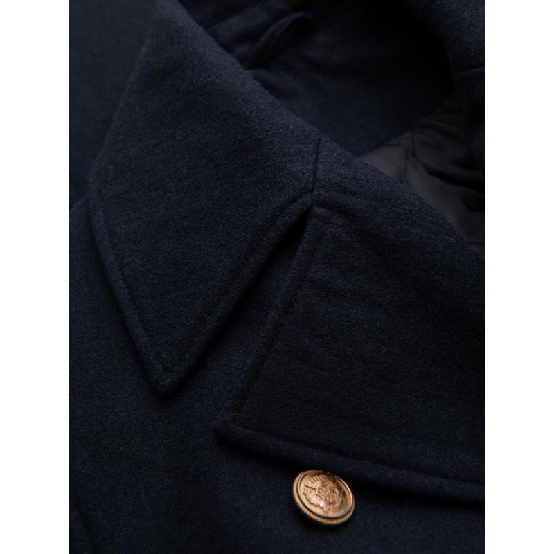 Férfi sötétkék kétsoros gyapjú kabát – sötétkék V1 OM-COWC-0134