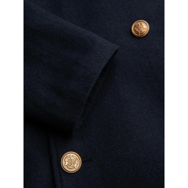 Férfi sötétkék kétsoros gyapjú kabát – sötétkék V1 OM-COWC-0134