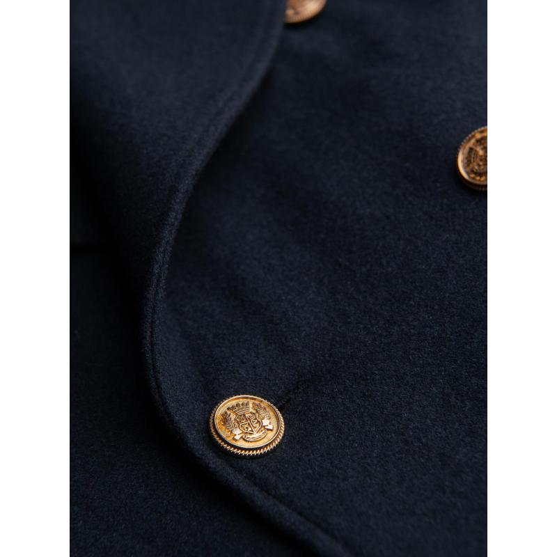 Férfi sötétkék kétsoros gyapjú kabát – sötétkék V1 OM-COWC-0134
