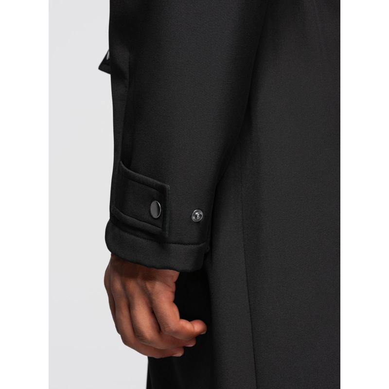 Pánska parka s fleecovou podšívkou a nastaviteľným pásom – čierna V2 OM-JAPJ-0314