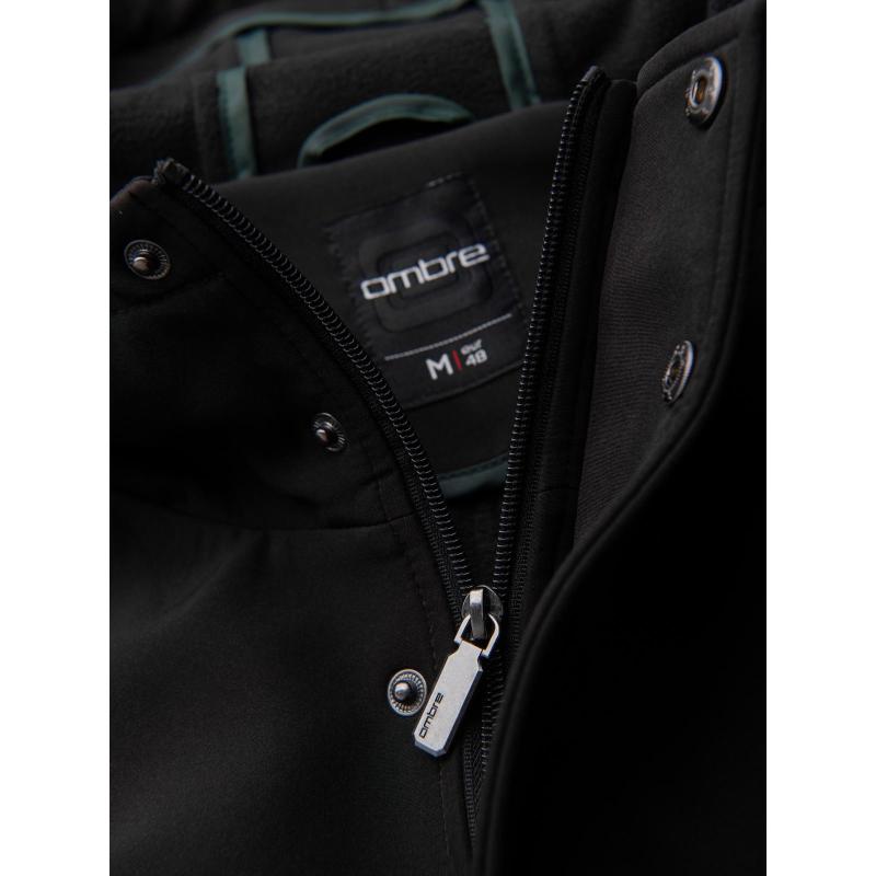 Pánska parka s fleecovou podšívkou a nastaviteľným pásom – čierna V2 OM-JAPJ-0314