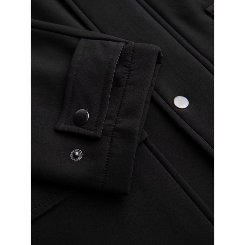 Pánska parka s fleecovou podšívkou a nastaviteľným pásom – čierna V2 OM-JAPJ-0314