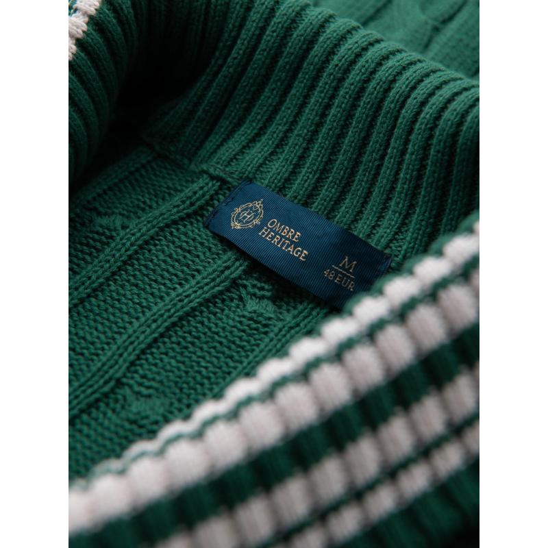 Pánsky sveter v preppy štýle so šálovým golierom – zelený V2 OM-SWCD-0152