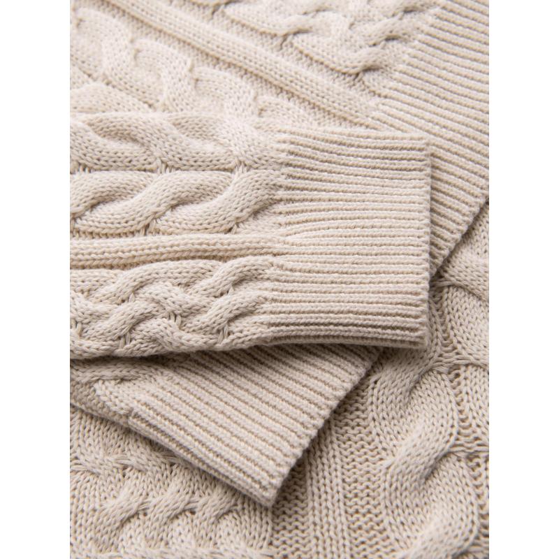 Elegáns férfi pulóver érdekes kötéssel – ecru V1 OM-SWSW-0173