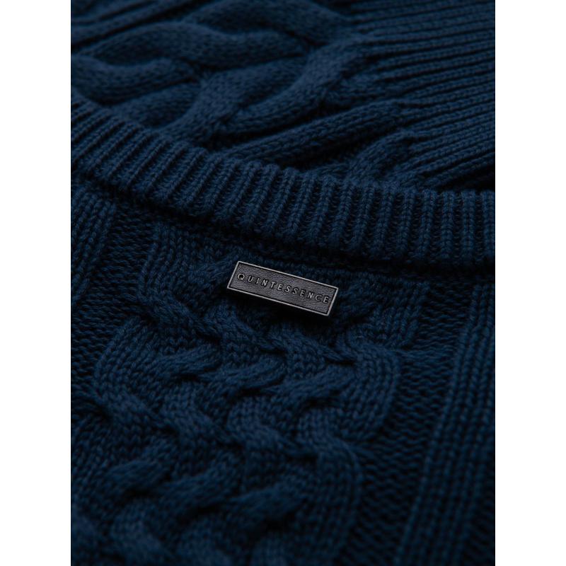 Elegáns férfi pulóver érdekes kötéssel – sötétkék V5 OM-SWSW-0173