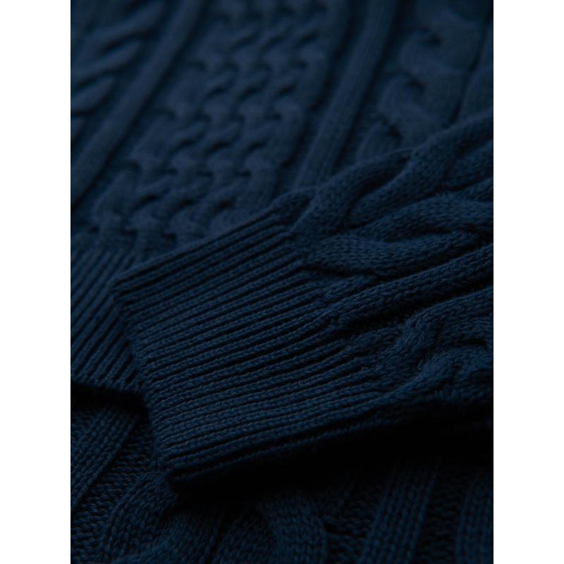 Elegáns férfi pulóver érdekes kötéssel – sötétkék V5 OM-SWSW-0173