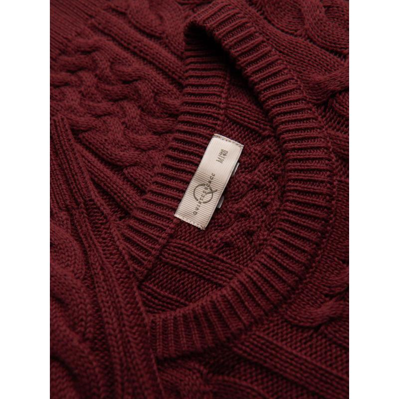 Elegantný pánsky sveter so zaujímavou väzbou – gaštanovo hnedý V6 OM-SWSW-0173