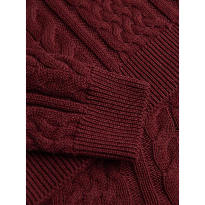 Elegantný pánsky sveter so zaujímavou väzbou – gaštanovo hnedý V6 OM-SWSW-0173