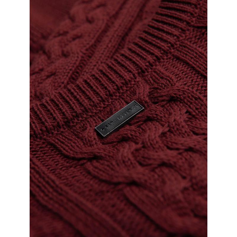 Elegantný pánsky sveter so zaujímavou väzbou – gaštanovo hnedý V6 OM-SWSW-0173