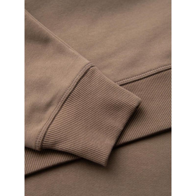 Klasická pánská mikina s kulatým výstřihem – světle hnědá V3 OM-SSNZ-0243