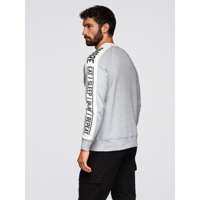 Pánská mikina s kontrastními pruhy a raglánovými rukávy – šedá melírovaná V2 OM-SSNZ-0200