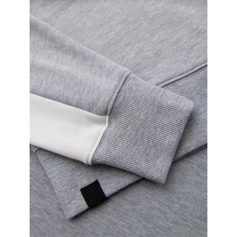 Pánská mikina s kontrastními pruhy a raglánovými rukávy – šedá melírovaná V2 OM-SSNZ-0200
