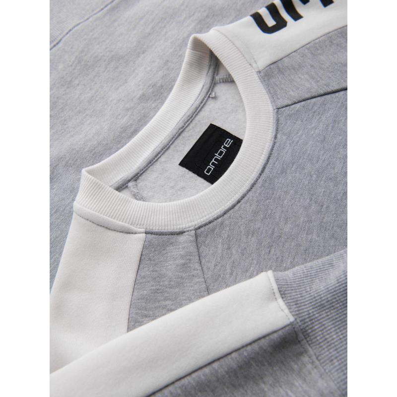 Pánská mikina s kontrastními pruhy a raglánovými rukávy – šedá melírovaná V2 OM-SSNZ-0200