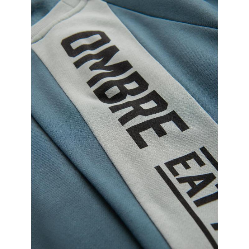 Pánska mikina s kontrastnými pruhmi a raglánovými rukávmi – bielená tyrkysová V4 OM-SSNZ-0200