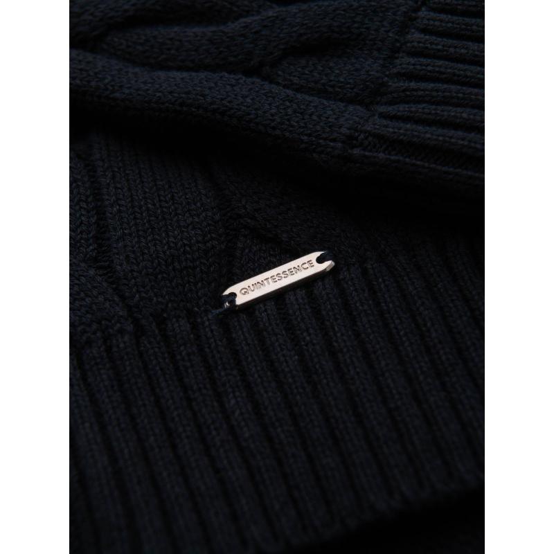 Pánsky sveter s kostkovaným vzorom, rolákom a zipsom – čierny V2 OM-SWZS-0138