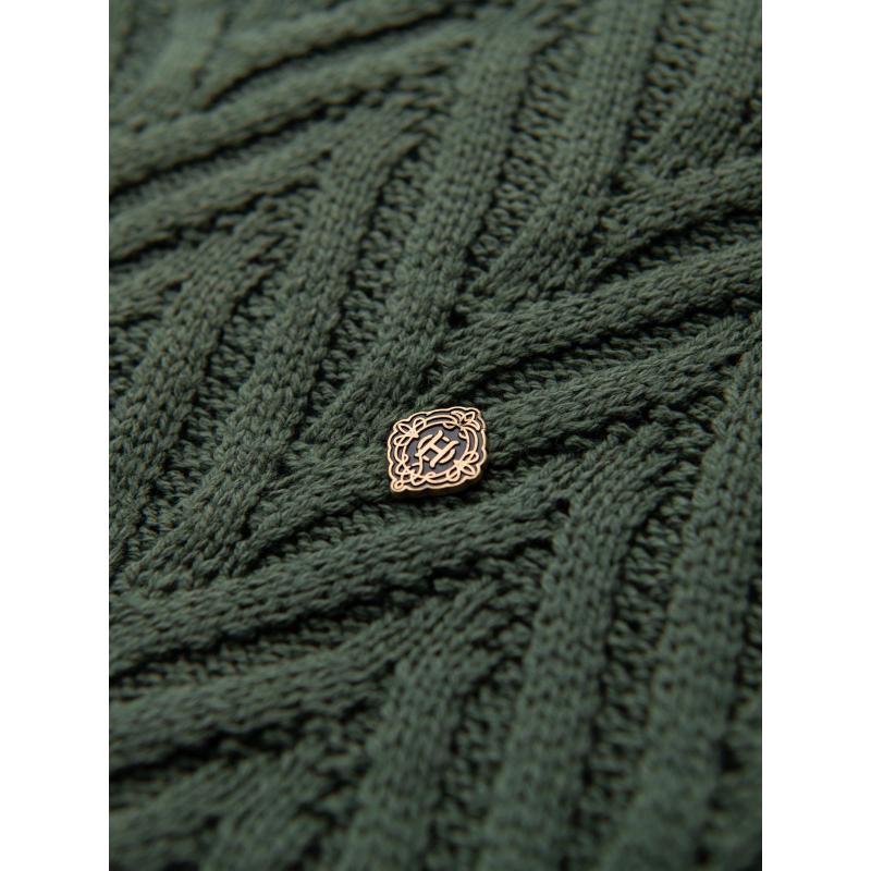 Pánsky pletený sveter so zigzagovým vzorom – vyblednutá zelená V2 OM-SWSW-0147