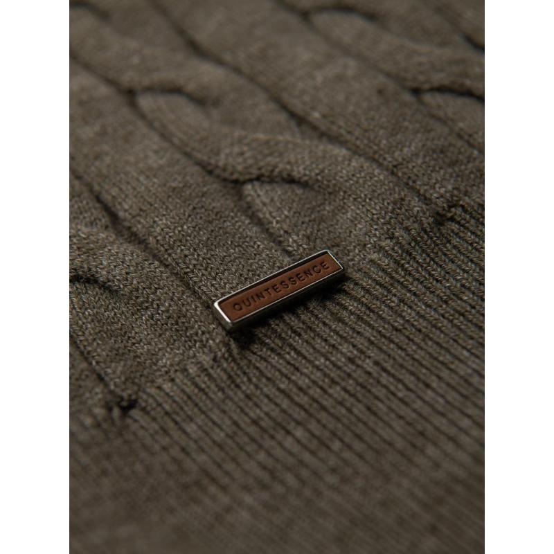 Pánský svetr s rolákem a kostkovaným vzorem – olivová V2 OM-SWTN-0157