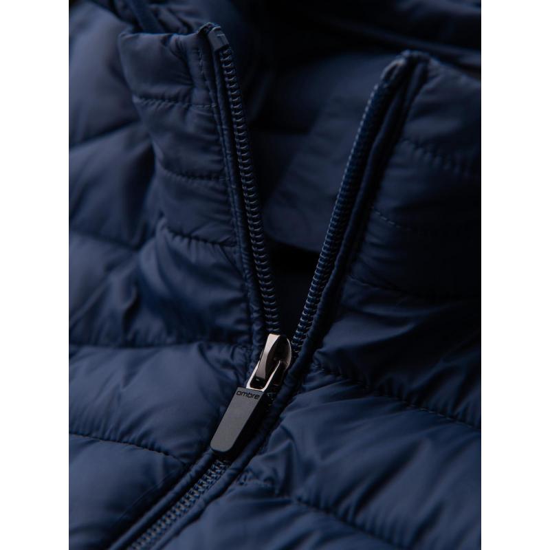 Klasszikus férfi steppelt kabát zseb opcióval – sötétkék V1 OM-JALP-0295