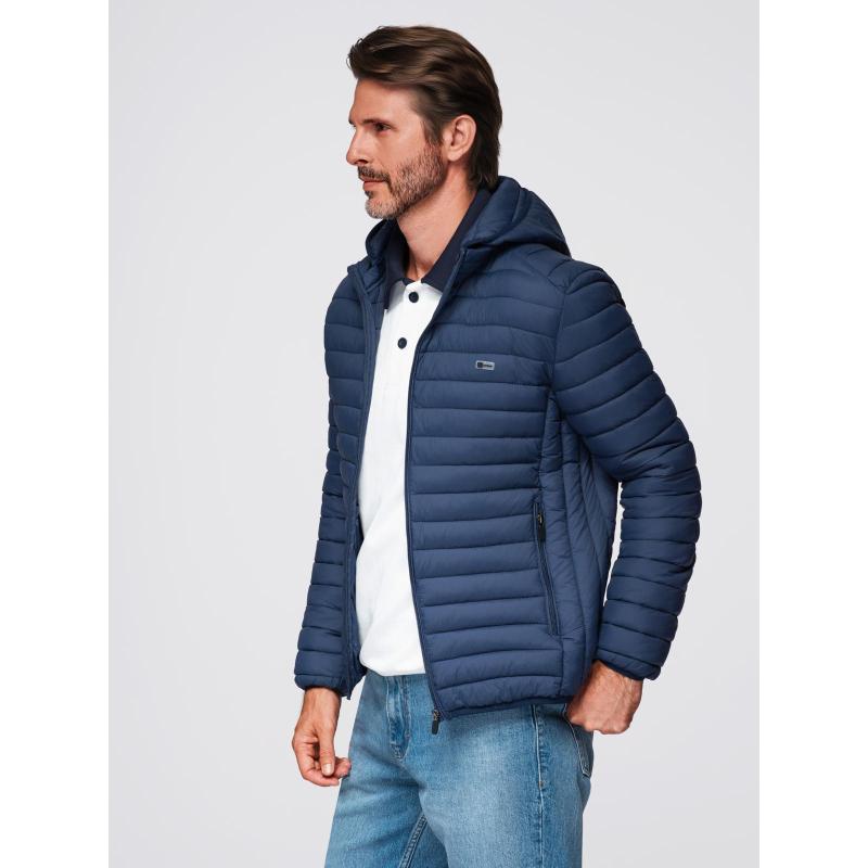 Klasszikus férfi steppelt kabát zseb opcióval – sötétkék V1 OM-JALP-0295