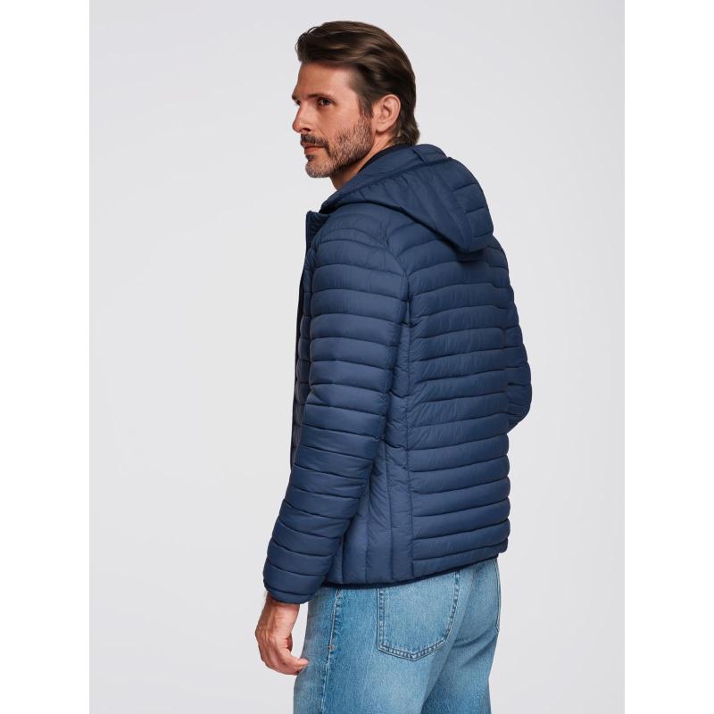 Klasszikus férfi steppelt kabát zseb opcióval – sötétkék V1 OM-JALP-0295