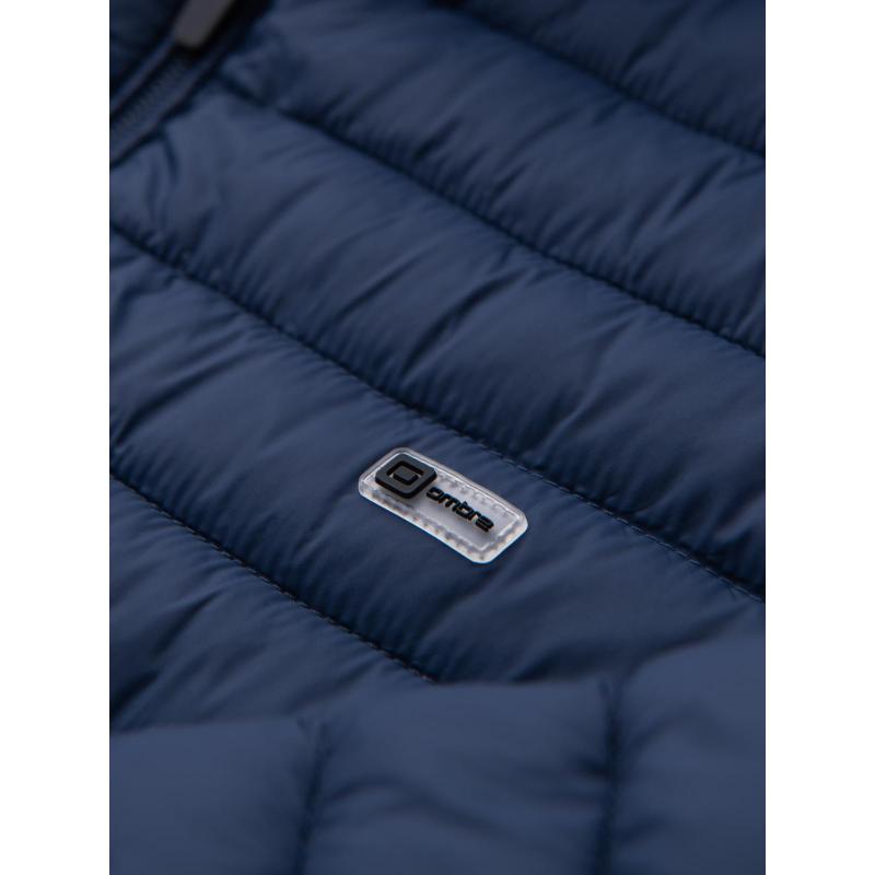 Klasszikus férfi steppelt kabát zseb opcióval – sötétkék V1 OM-JALP-0295