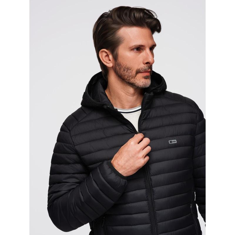 Klasická pánska prešívaná bunda s možnosťou vrecka – čierna V1 OM-JALP-0295