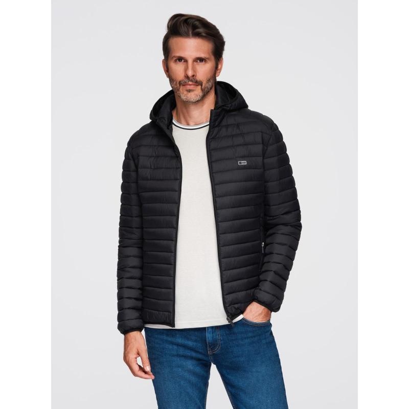 Klasická pánska prešívaná bunda s možnosťou vrecka – čierna V1 OM-JALP-0295