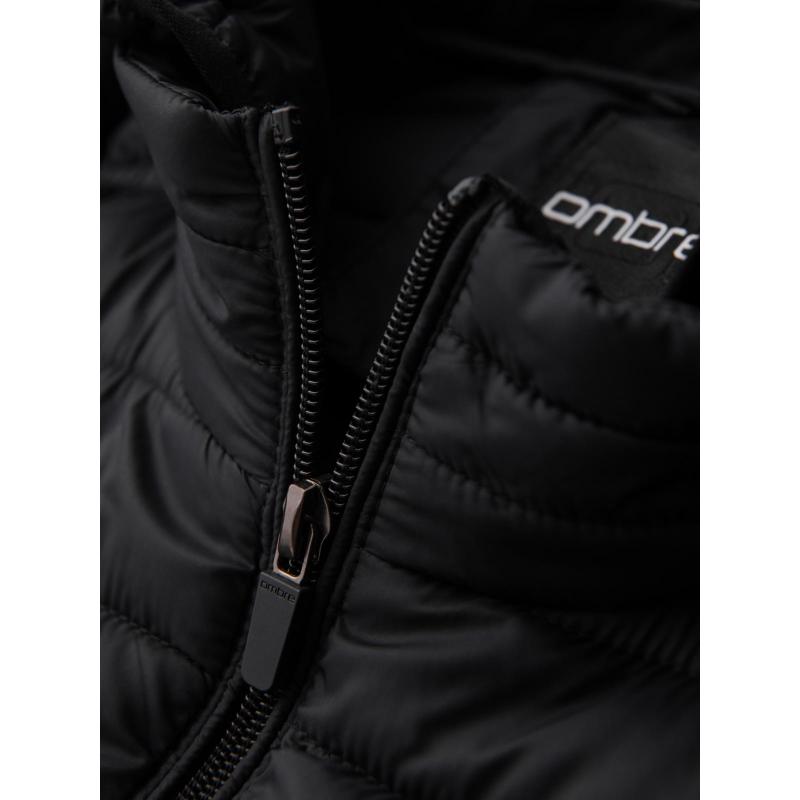 Klasická pánska prešívaná bunda s možnosťou vrecka – čierna V1 OM-JALP-0295