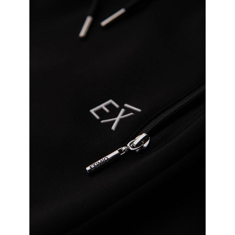 Pánské tepláky s žebrovanými nohavicemi a gumovým potiskem – černé V1 OM-PASK-0223