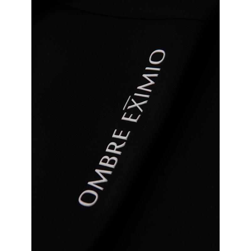 Pánské tepláky s žebrovanými nohavicemi a gumovým potiskem – černé V1 OM-PASK-0223