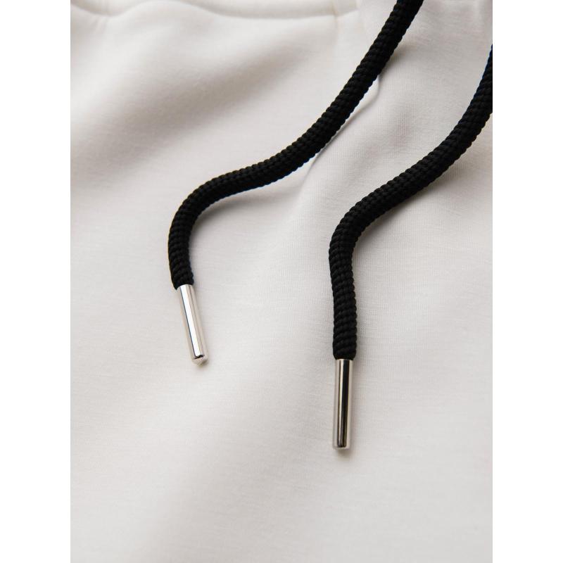 Pánské tepláky s žebrovanými nohavicemi a gumovým potiskem – bílé V2 OM-PASK-0223