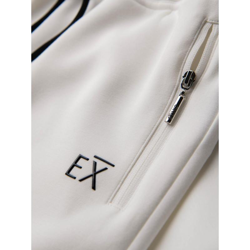 Pánské tepláky s žebrovanými nohavicemi a gumovým potiskem – bílé V2 OM-PASK-0223