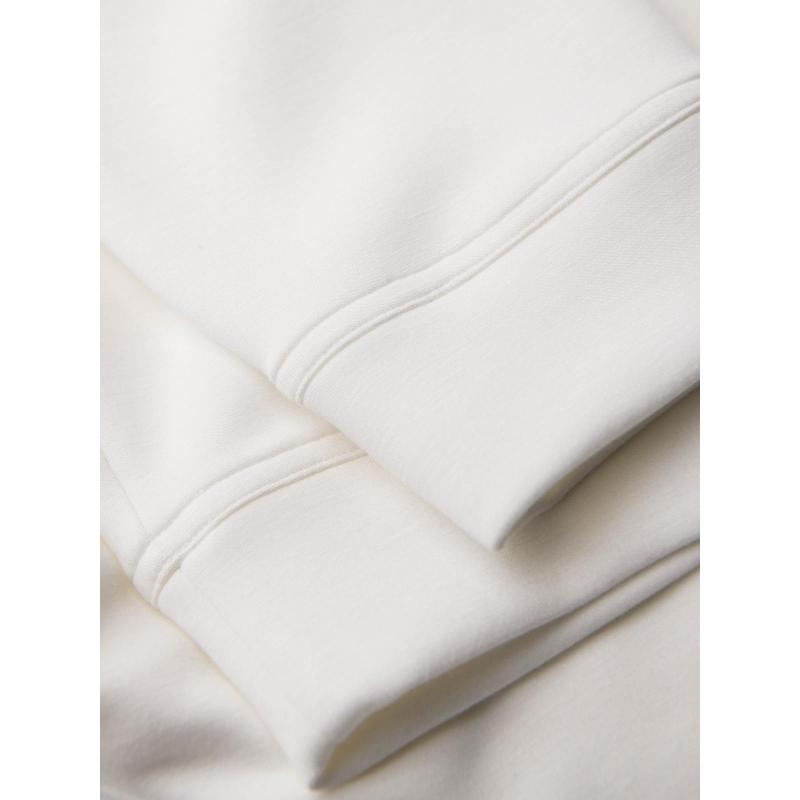 Pánské tepláky s žebrovanými nohavicemi a gumovým potiskem – bílé V2 OM-PASK-0223