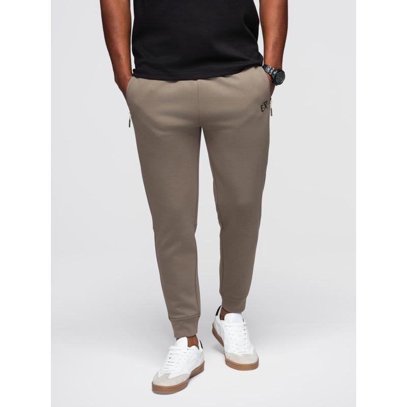 Férfi melegítőnadrág bordás szárral és gumibélyegzéssel – hamuszürke V3 OM-PASK-0223