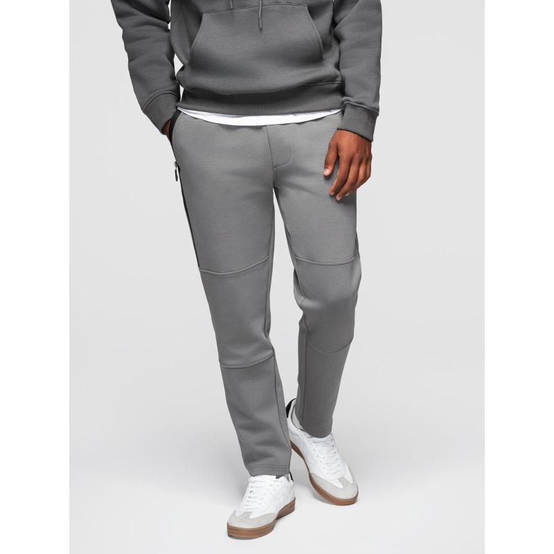 Férfi melegítőnadrág egyenes szárral és gumírozott részletekkel – szürke V3 OM-PASK-0281
