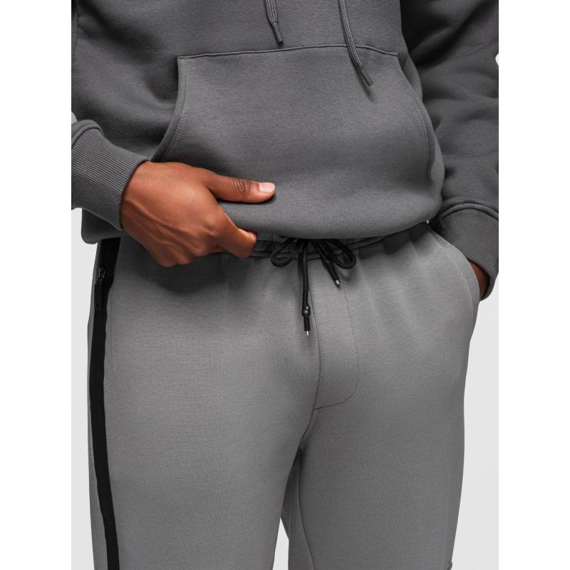 Férfi melegítőnadrág egyenes szárral és gumírozott részletekkel – szürke V3 OM-PASK-0281