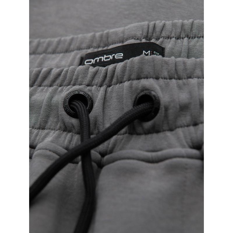 Férfi melegítőnadrág egyenes szárral és gumírozott részletekkel – szürke V3 OM-PASK-0281