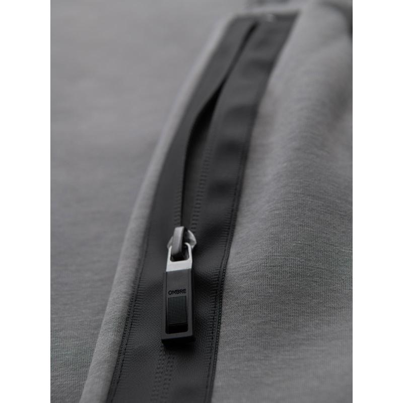 Férfi melegítőnadrág egyenes szárral és gumírozott részletekkel – szürke V3 OM-PASK-0281