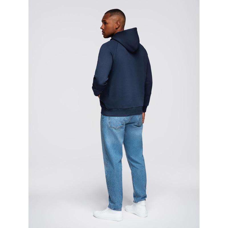 Pánská mikina s kontrastním prošíváním a kapucí – tmavě modrá V2 OM-SSNZ-0250