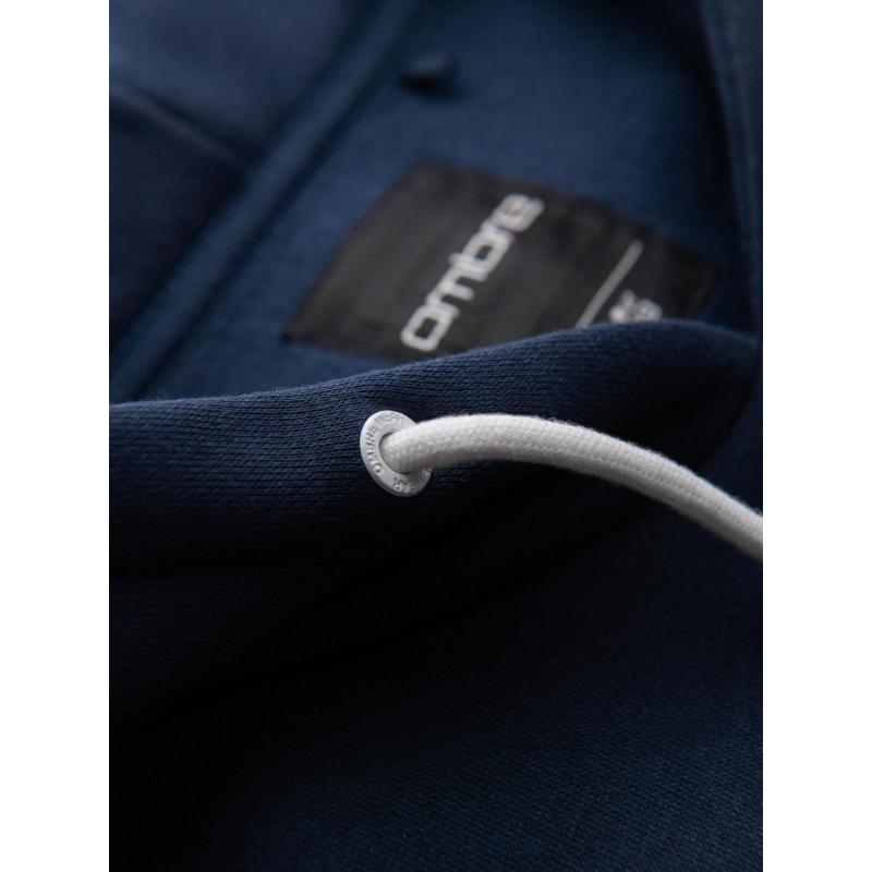 Pánská mikina s kontrastním prošíváním a kapucí – tmavě modrá V2 OM-SSNZ-0250