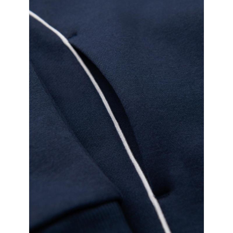 Pánská mikina s kontrastním prošíváním a kapucí – tmavě modrá V2 OM-SSNZ-0250