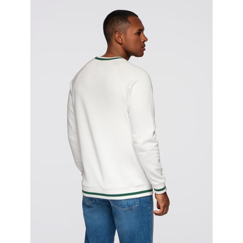 Pánska mikina s raglánovými rukávmi a kontrastnými detailmi – biela V2 OM-SSNZ-0244
