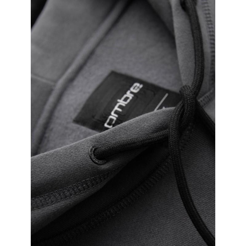 Pánská mikina s kapucí a výšivkou – grafitová V2 OM-SSNZ-0241