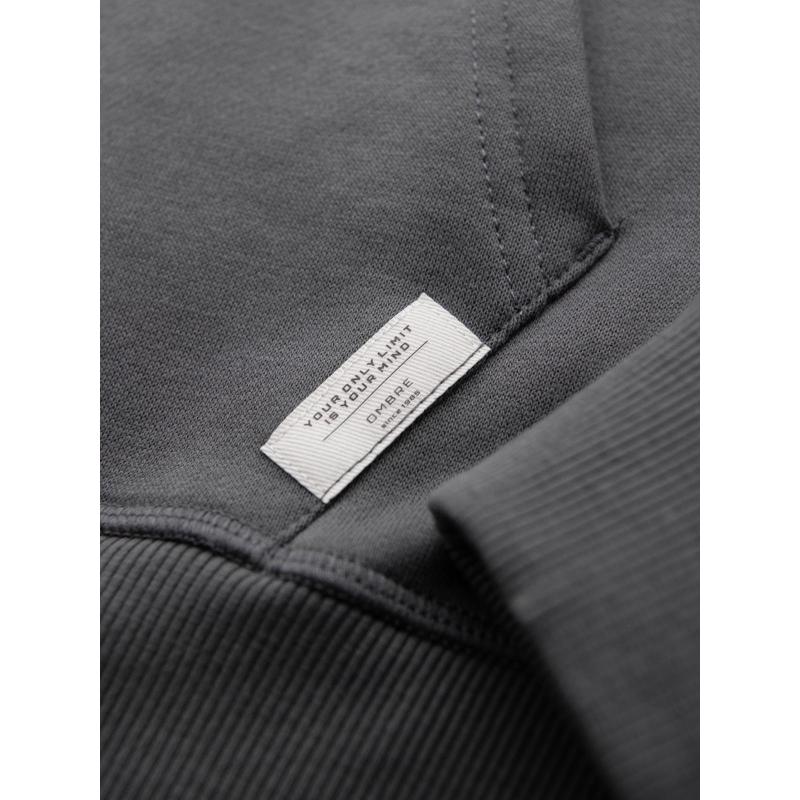 Pánská mikina s kapucí a výšivkou – grafitová V2 OM-SSNZ-0241