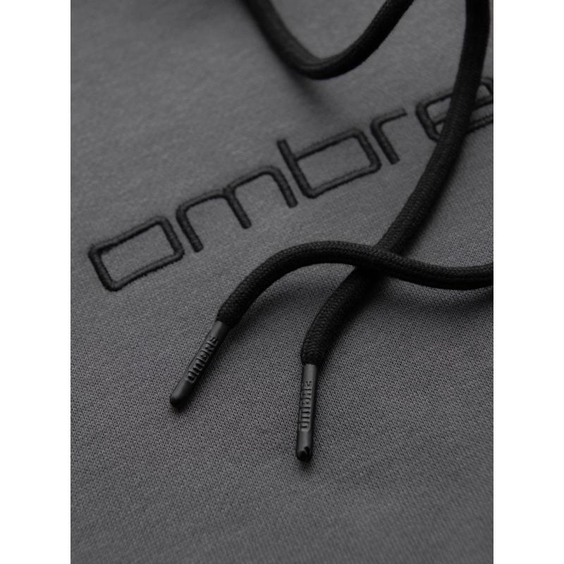 Pánská mikina s kapucí a výšivkou – grafitová V2 OM-SSNZ-0241